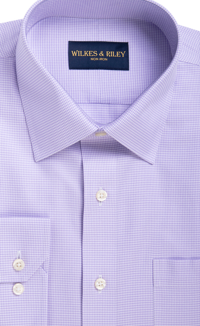 Classic Fit lavender Houndstooth Spread Collar Supima® Cotton Non-Iron Twill Dress Shirt
